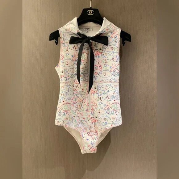 Chanel Bow Hooded One-piece Swimsuit